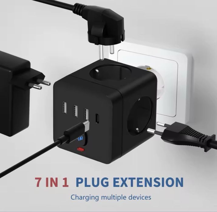 Удлинитель, тройник для розетки , сетевой фильтр 7в1