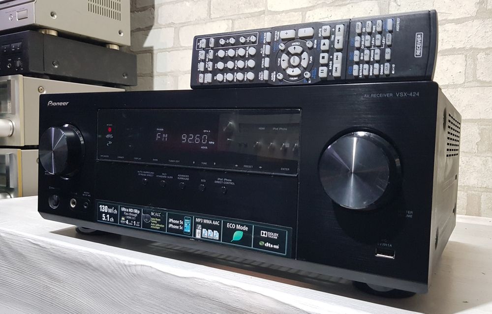 Пульт!5.1AV-ресивер Pioneer VSX-424,5х130Вт 4K,HDMI,USB,3D