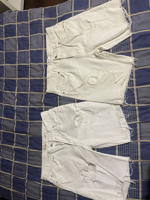 Calcoes de ganga brancas usadas breshka e pull&bear.