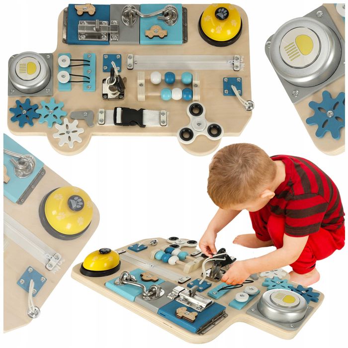 TABLICA Manipulacyjna LULILO BUSO Sensoryczna Drewniana EDUKACYJNA