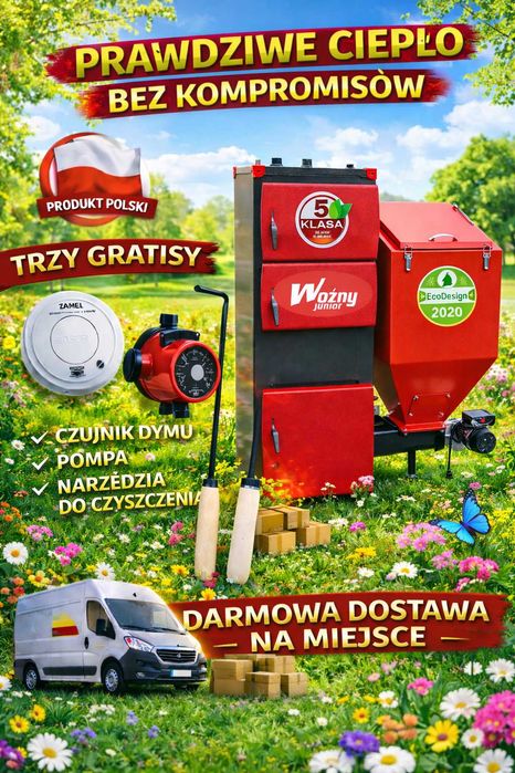 Kocioł c.o. na ekogroszek kotły z podajnikiem piece 5 klasy 25 kW