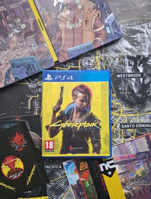 Steelbook Cyberpunk 2077 PS4 PS5, bogaty zestaw