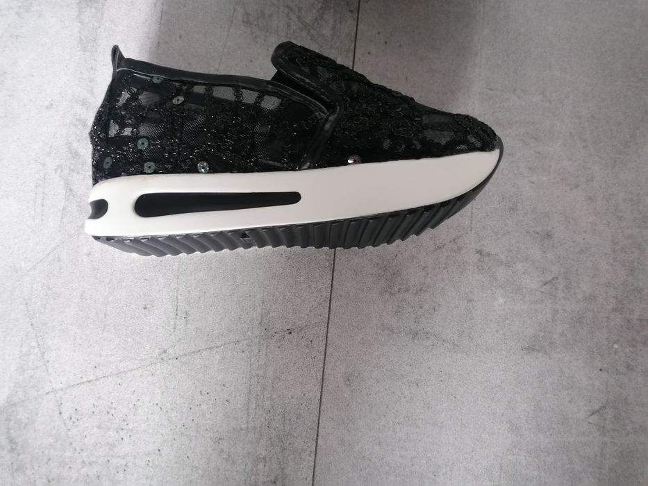 Czarne Buty Damskie Koronkowe