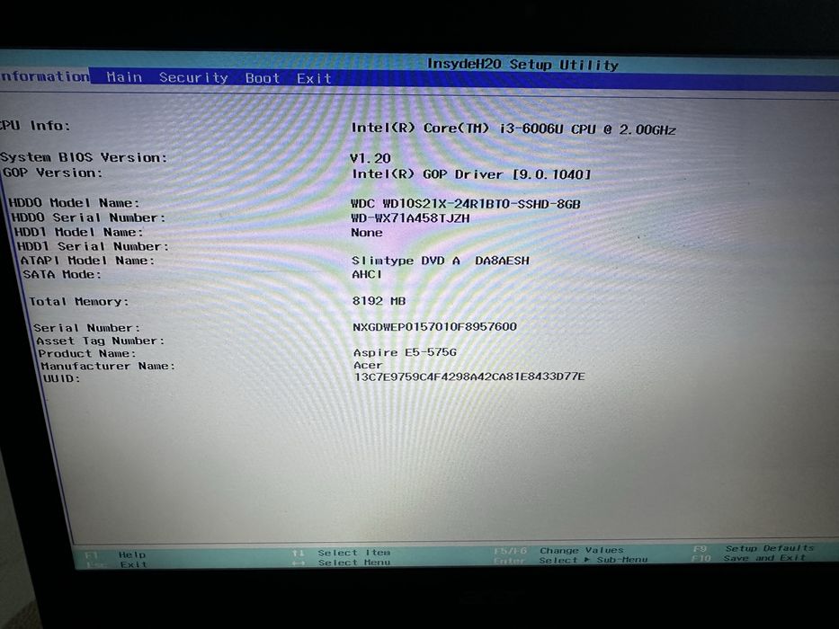 Laptop Acer aspire E5-575 i3/8gb