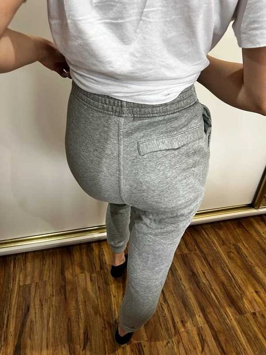 Dresy spodnie dresowe szare damskie z wysokim stanem Nike high waisted