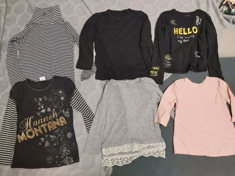 Zestaw 6 koszulek t-shirt z długim rękawem r. 122 dla dziewczynki