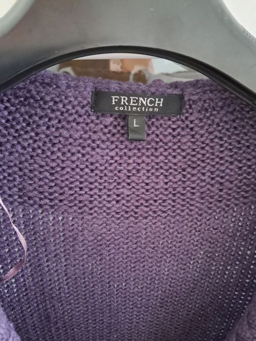 Sweter kardigan fioletowy gruby mięsisty M/L