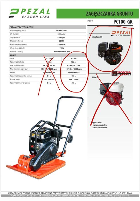 Zagęszczarka 100 kg PEZAL PC100 PG200 elastomer + kółka - NOWA