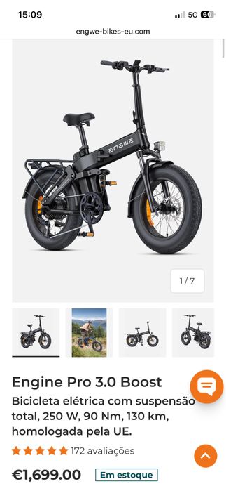 Engwe Engine Pro 750W – E-Bike Dobrável (Como Nova) – Autonomia até 100km