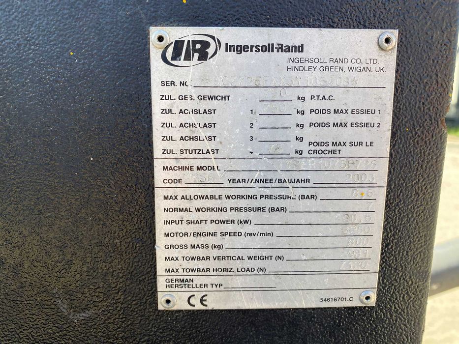 Kompresor Ingersoll Rand SMP19 Max bar 8.6