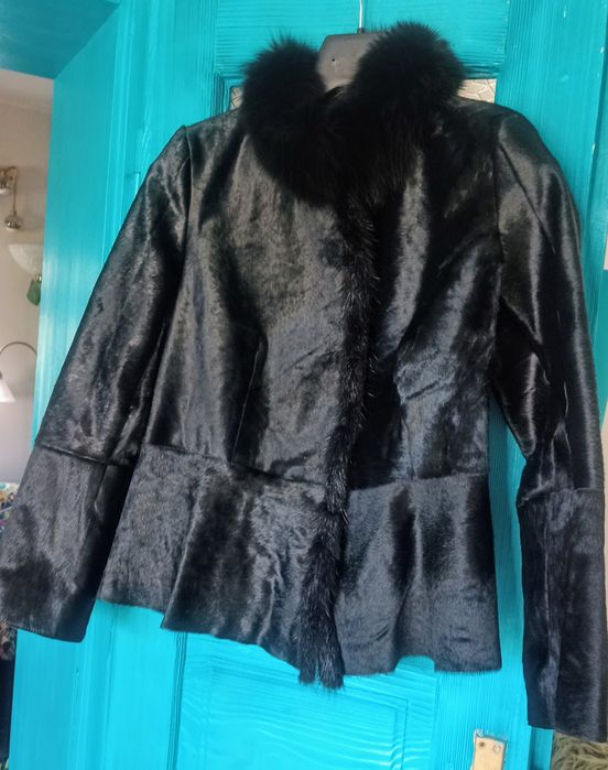 Kurtka skórzana z sierścią z lisem