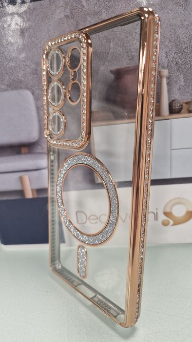 Bling Magsafe Case do Samsung Galaxy S25 Ultra złoty