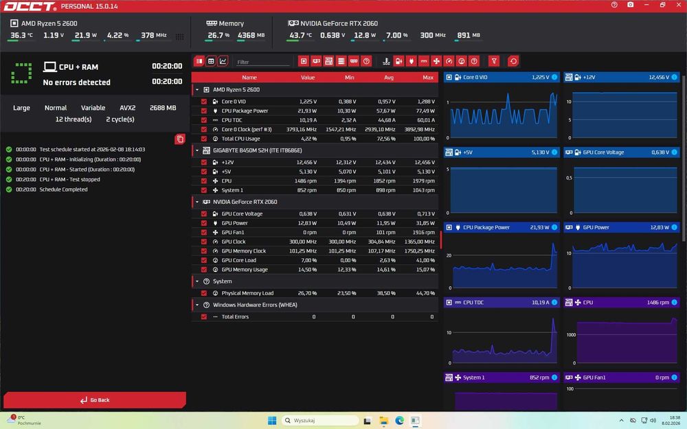 Komputer PC, też do gier AMD Ryzen 5 2600, 16GB Ram, RTX 2060, Monitor
