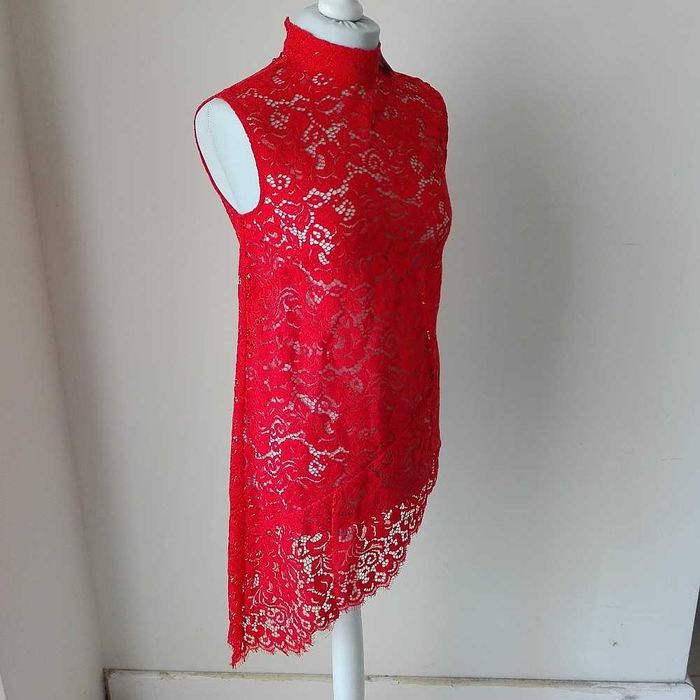 Tunika sukienka koronkowa asymetryczna H&M czerwona rozm. 34 nowa