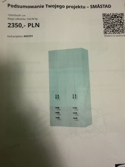 Szafa Ikea SMASTAD 120x55x241