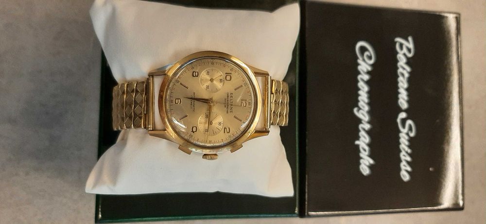 złoty 18k zegarek - chronograf - piękny stan