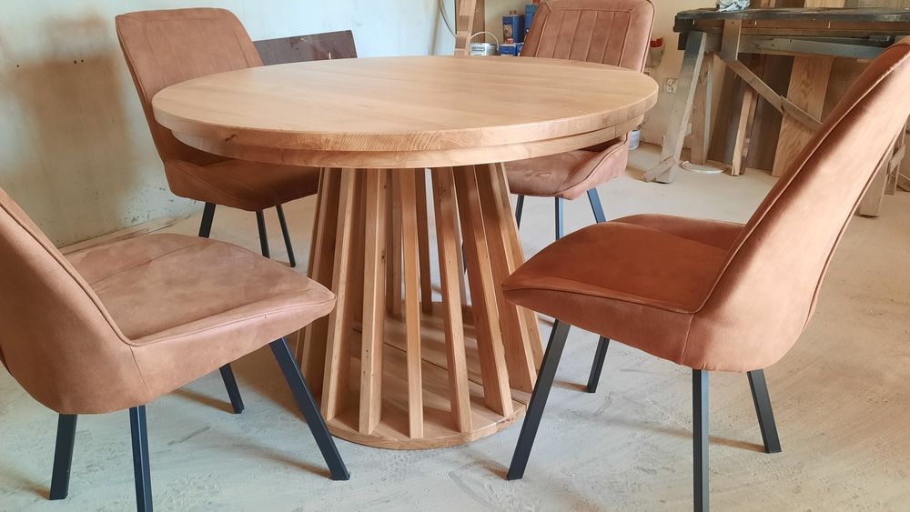 Stół dębowy Jesionowy okrągły rozkładany