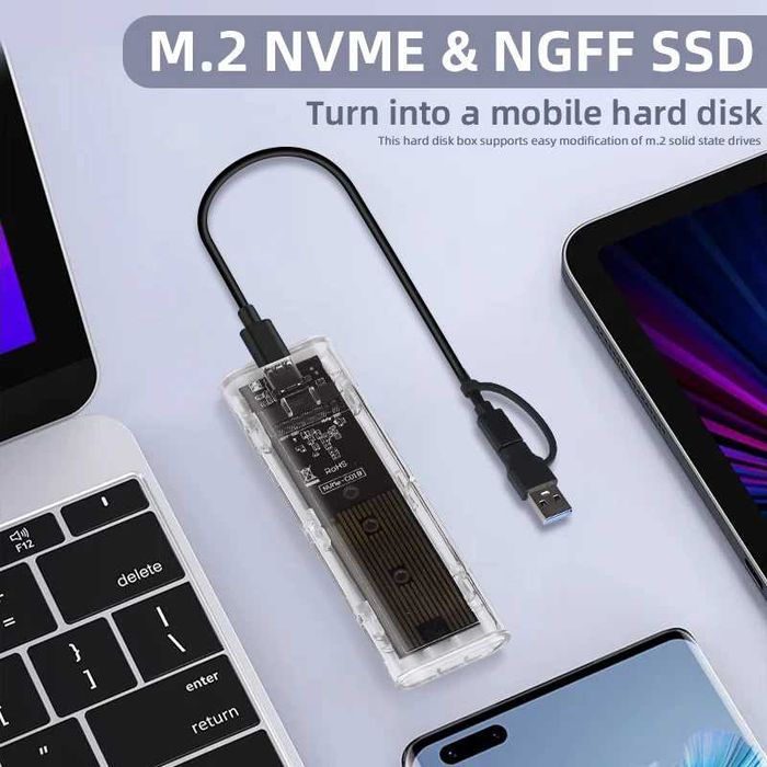 внешний карман картридер для накопителей SSD M.2 NVME+NGFF to USB