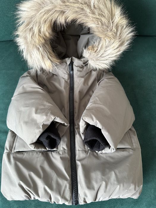 Zimowa dziecięca kurtka Zara na puchu + obuwie Zara + rękawiczki Zara