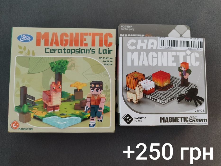 Магнітний конструктор +3 фігурки Майнкрафт,100 деталей,Minecraft,ліс