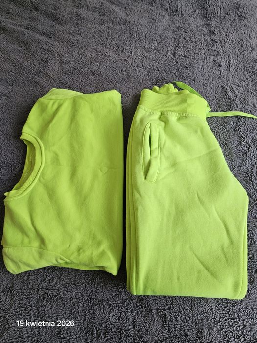 Dres komplet zestaw limonowy neonowy S