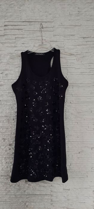 Czarna bluzka bokserka z cekinami M / L
