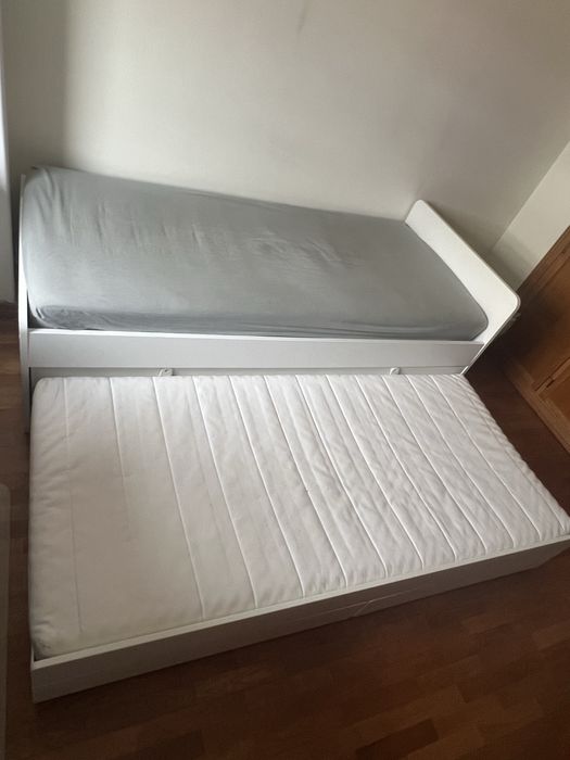 cama c/cama-gaveta+arrumação, branco, 90x200 cm