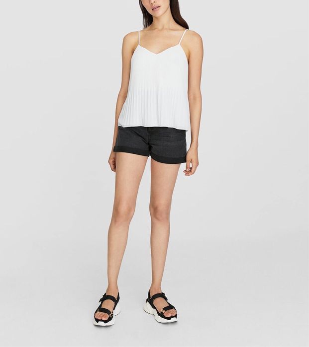 Top Plissado Branco Stradivarius