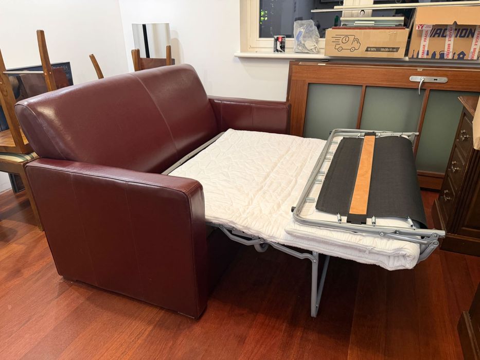 Sofa skórzana rozkładana z funkcją spania