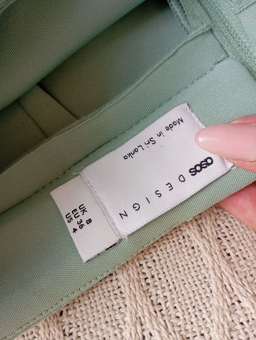 ASOS XS-S turkusowa spódnica midi z obszerną falbanką