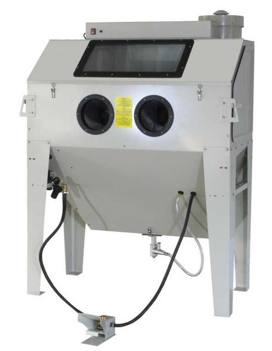 Tanque máquina decapagem peças c/ 420 lts, c/ luz interior e aspirador