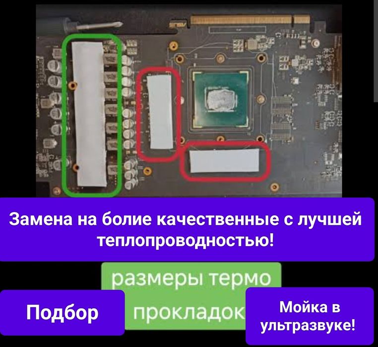 Обслуживание и чистка Видеокарт ремонт ПК и ноутбуков