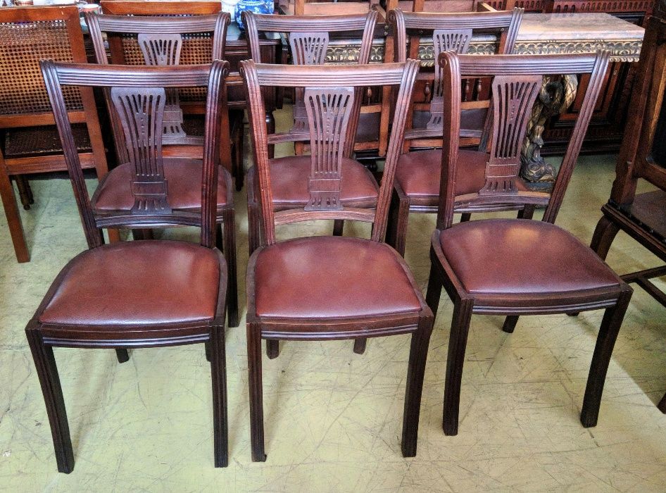 Conjunto 6 Cadeiras Nogueira Pele