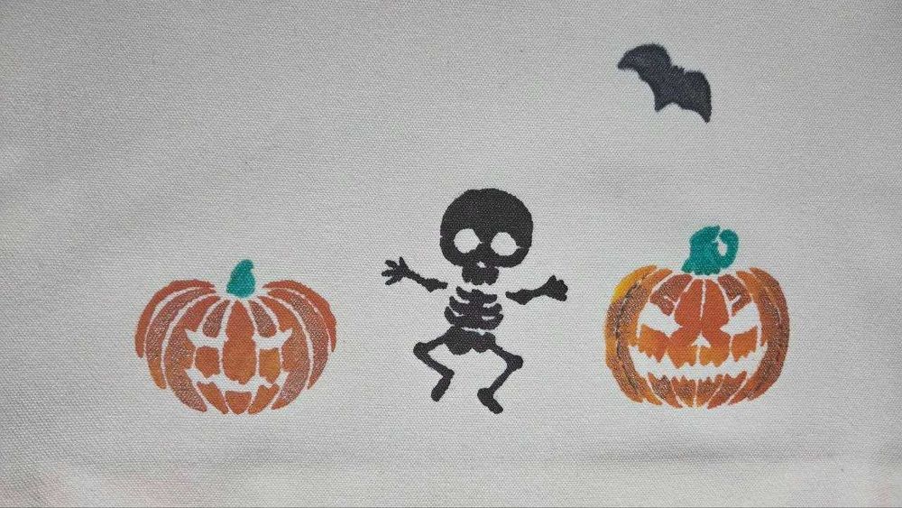 Hand-Painted Halloween Cotton Tote Bag