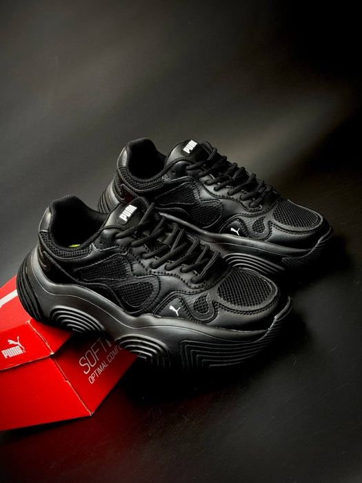 Весна 2026 / кожаные Puma / женские черные деми кроссовки/пума женские