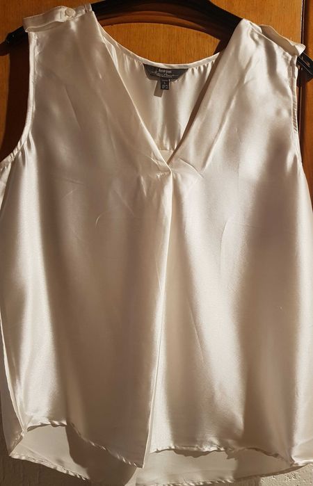 Blusa em cetim branca de Verão super fresca L/XL