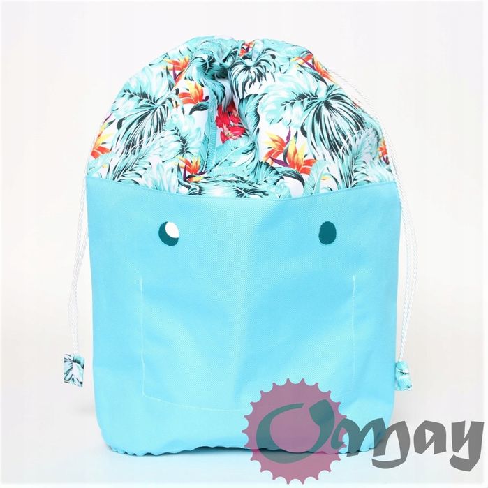 organizer OBAG MINI worek liście róż turkus 2 kieszenie komin OMAY