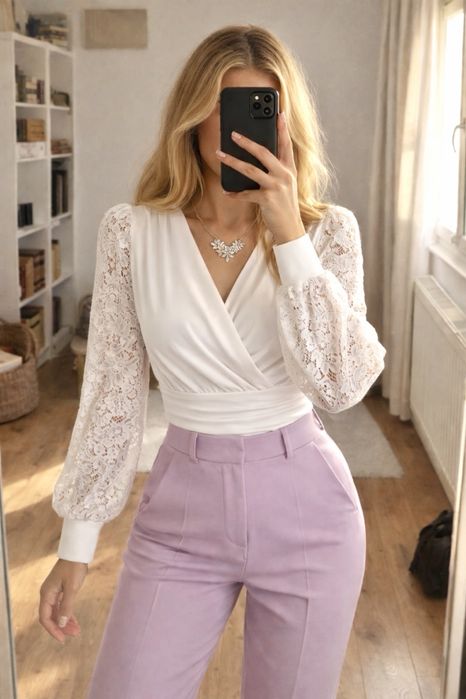Body kopertowe z koronką eleganckie białe (XS/S)