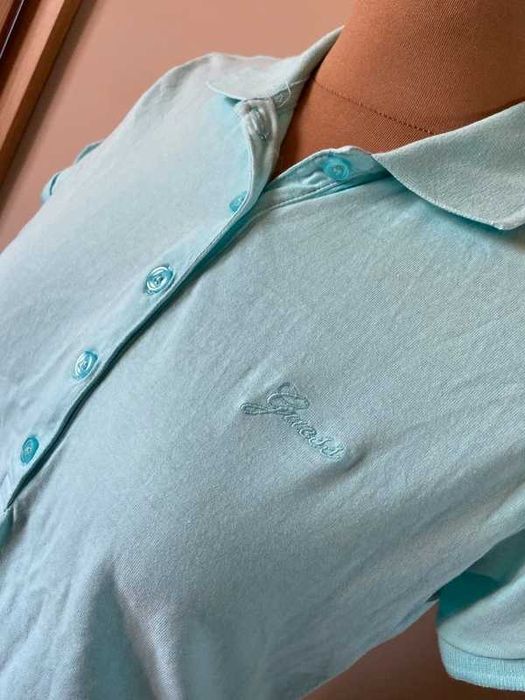 Mieta turkus koszulka tshirt polo kolnierzyk guess m l damski
