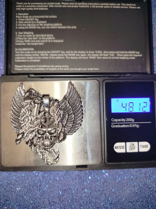 Брутальный кулон Крылатый Череп, цепочка - канат 60см