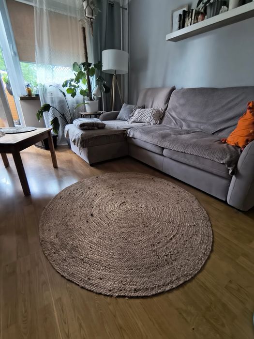 Dywan jutowy okrągły 180 cm BOHO – naturalna juta, stan bardzo dobry