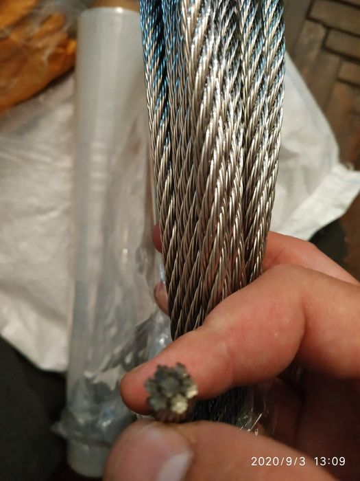 Нержавеющий трос 7х7,7х19,1х19 от ф1,0 до 12мм в наличии, любая длинна