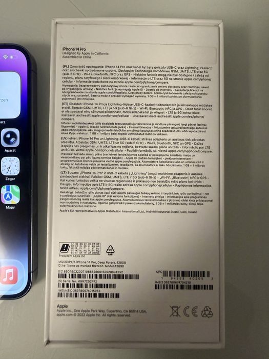 Iphone 14 pro deep purple + apple watch gen 2 super zestaw