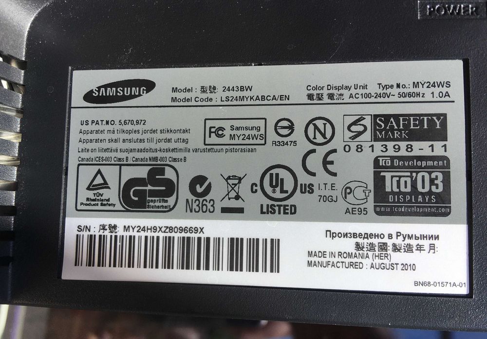 Monitor Samsung SyncMaster 2443BW 16:10 Klasa A 24 cale