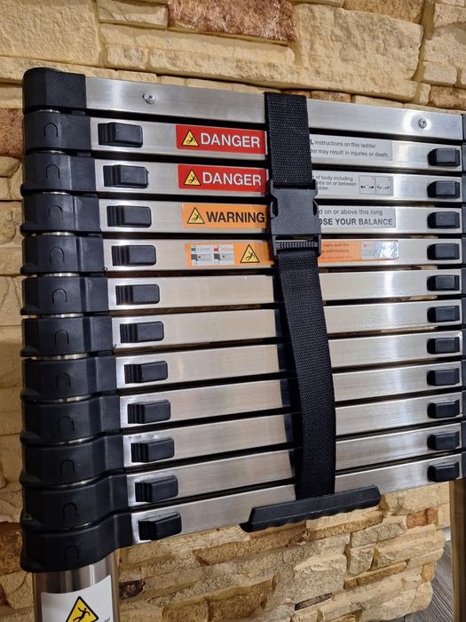 Drabina teleskopowa stal nierdzewna 3.8m. NOWA