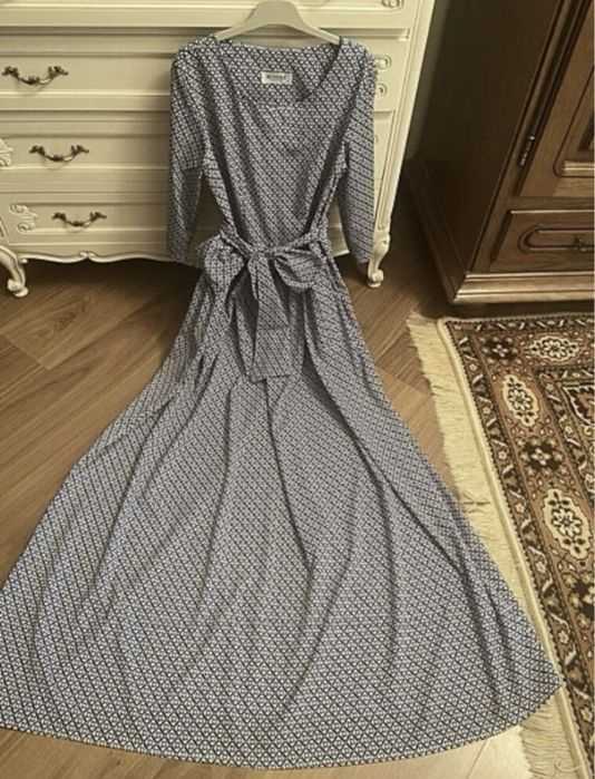 M-L платье женское длинное с карманами хлопок