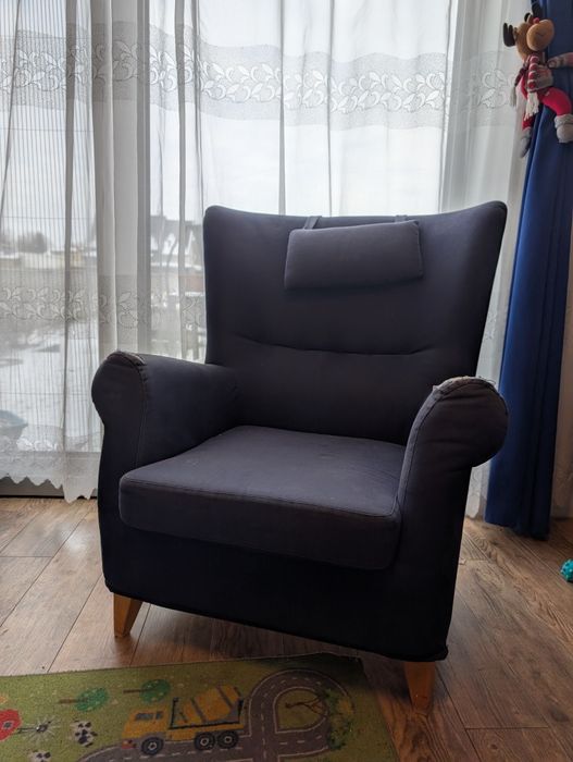 Fotel uszak granatowy