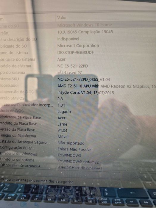 Acer E5-521 processador AMD E2-6110, gráfica AMD radeon R2
