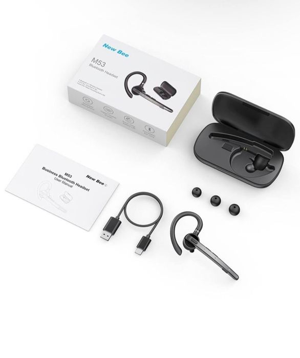 Блютуз гарнитура New Bee M53 с активным шумоподав. кейс для зарядки
