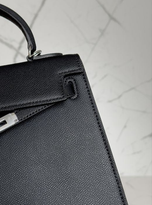 Сумка Hermes Kelly 25 см чорна натуральна шкіра epsom, Ермес Келлі, Эрмес Келли натуральная кожа, повний комплект